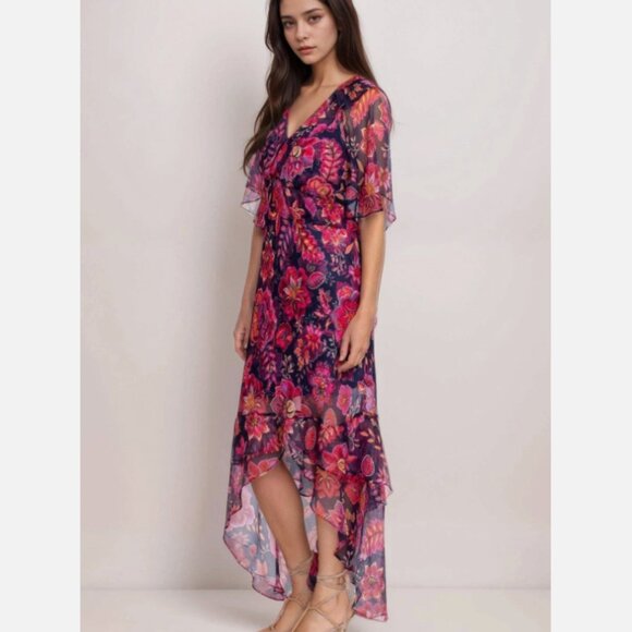 Johnny Was Luxee Floral Printed Silk Maxi Dress - Picture 3 of 9